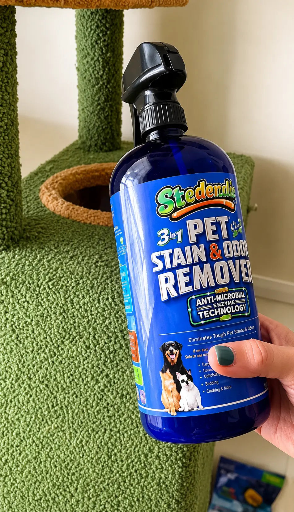 Cat urine stain on cat house testimonial