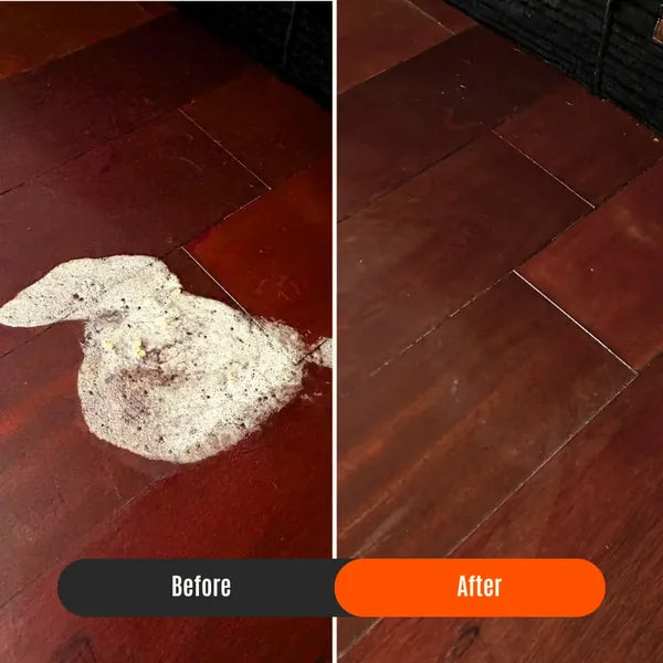 Before and after urine cleaning result on a mattress
