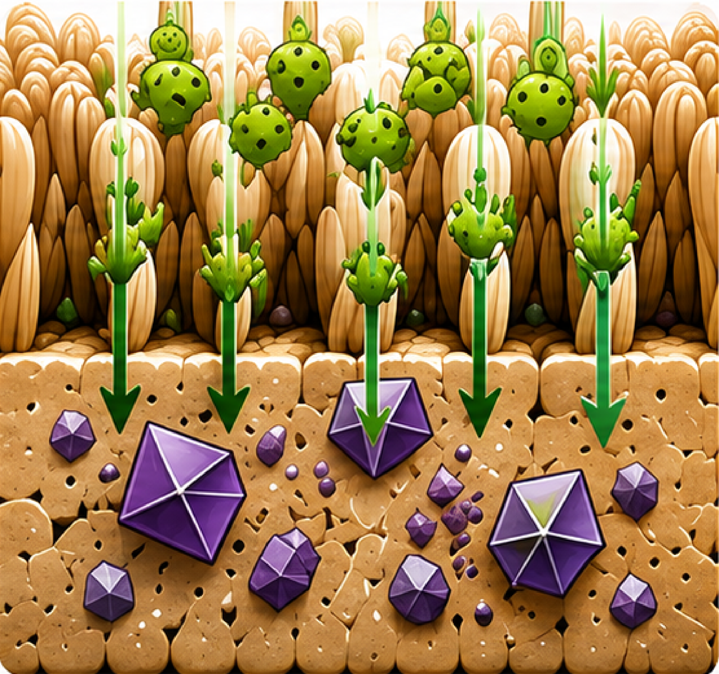 Enzymes moving through carpet fibers and padding toward uric salt crystals